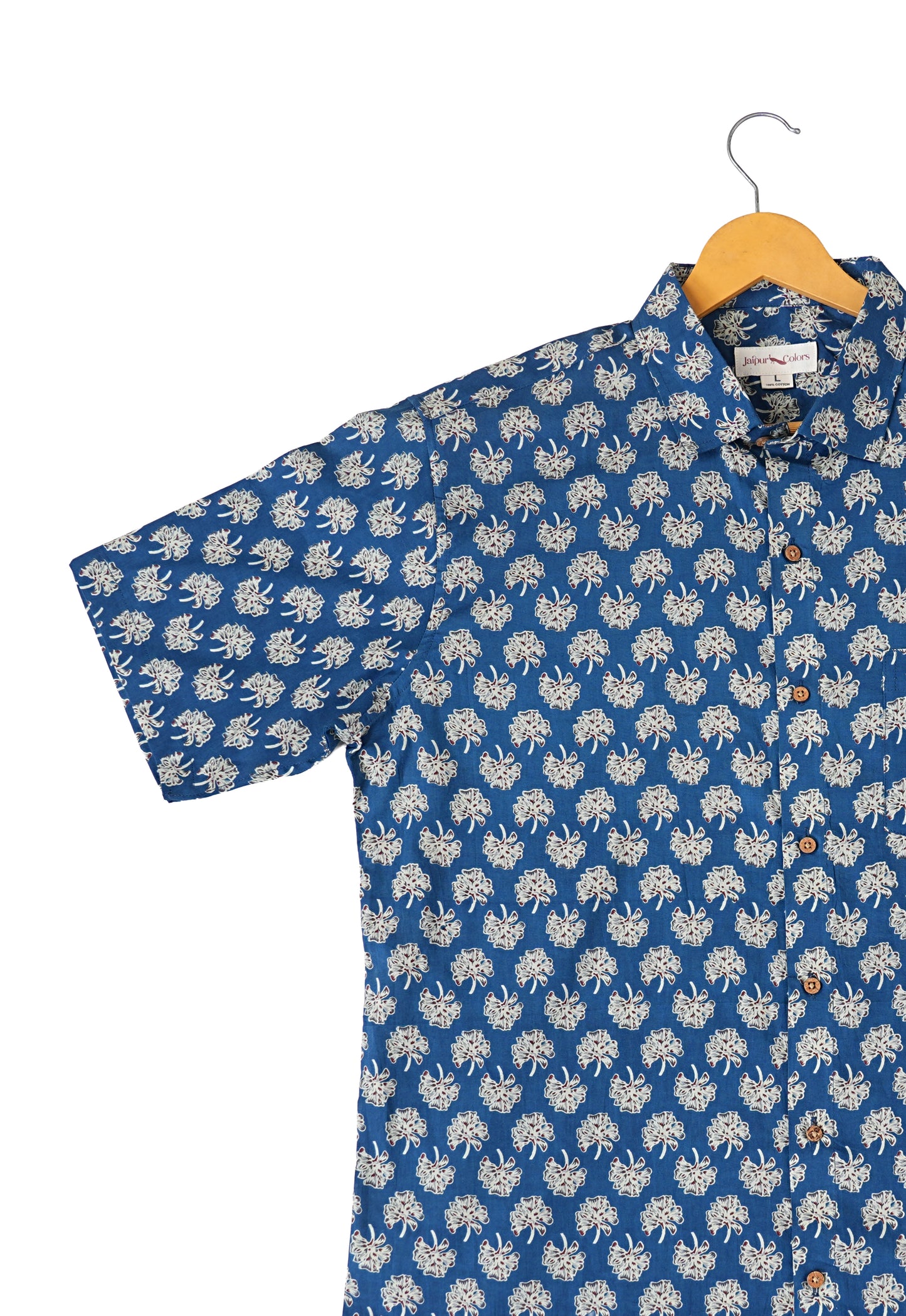 Printed Perfection - Blue Shirt with Floral Pattern