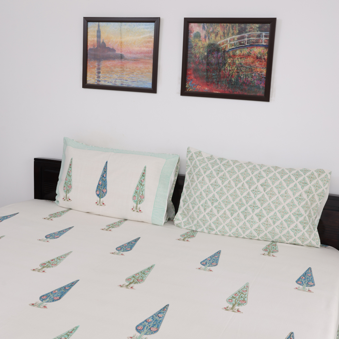Mughal Handblock Slub Cotton Bedcover
