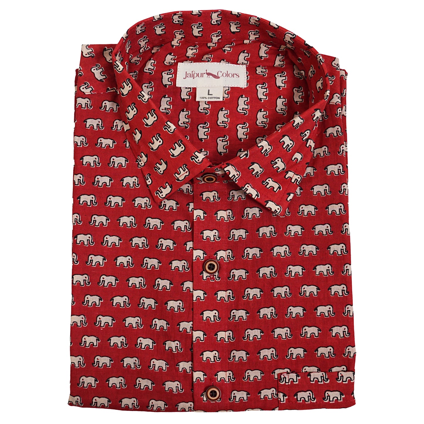 Cherry Bloom Magic Half-Sleeves Shirt - Elephant Print