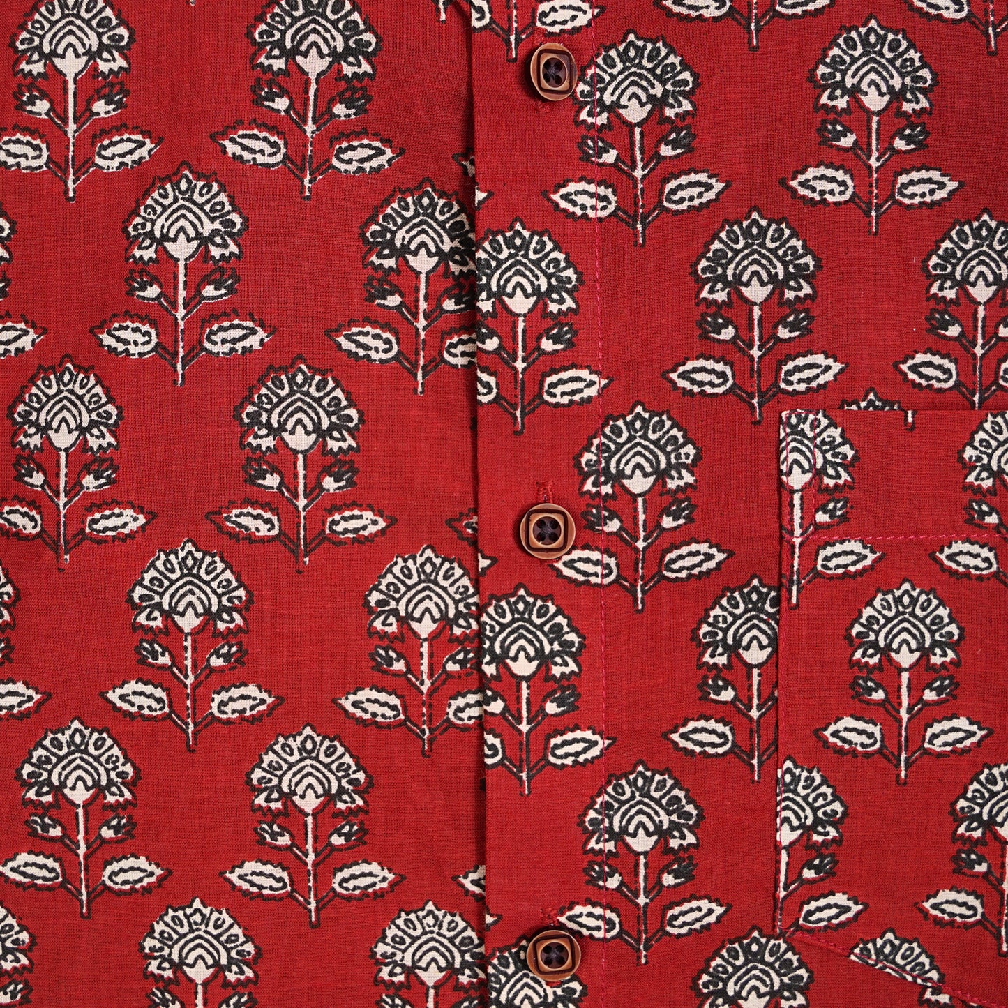 Raging Red & Blossom Half-Sleeves Shirt