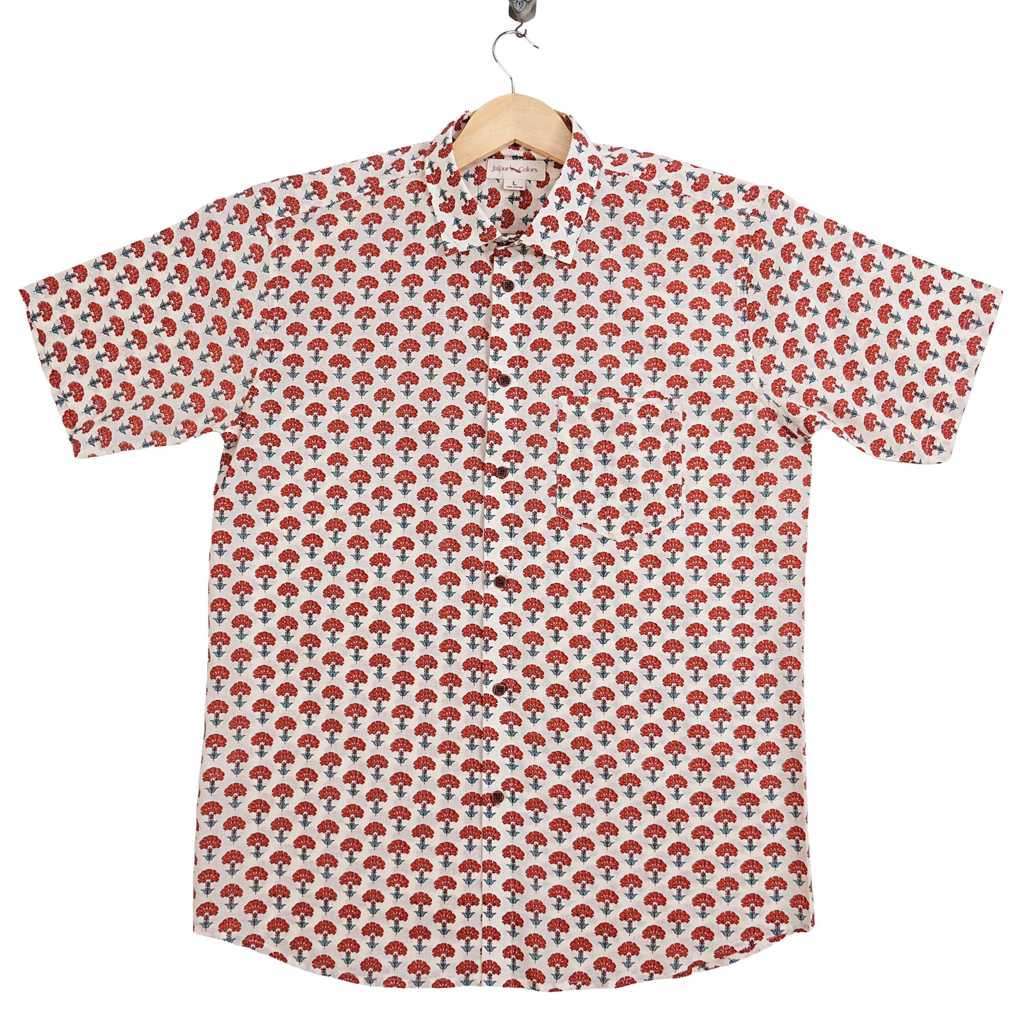 Rising Bloom on Cotton Cloud Half-Sleeves Shirt