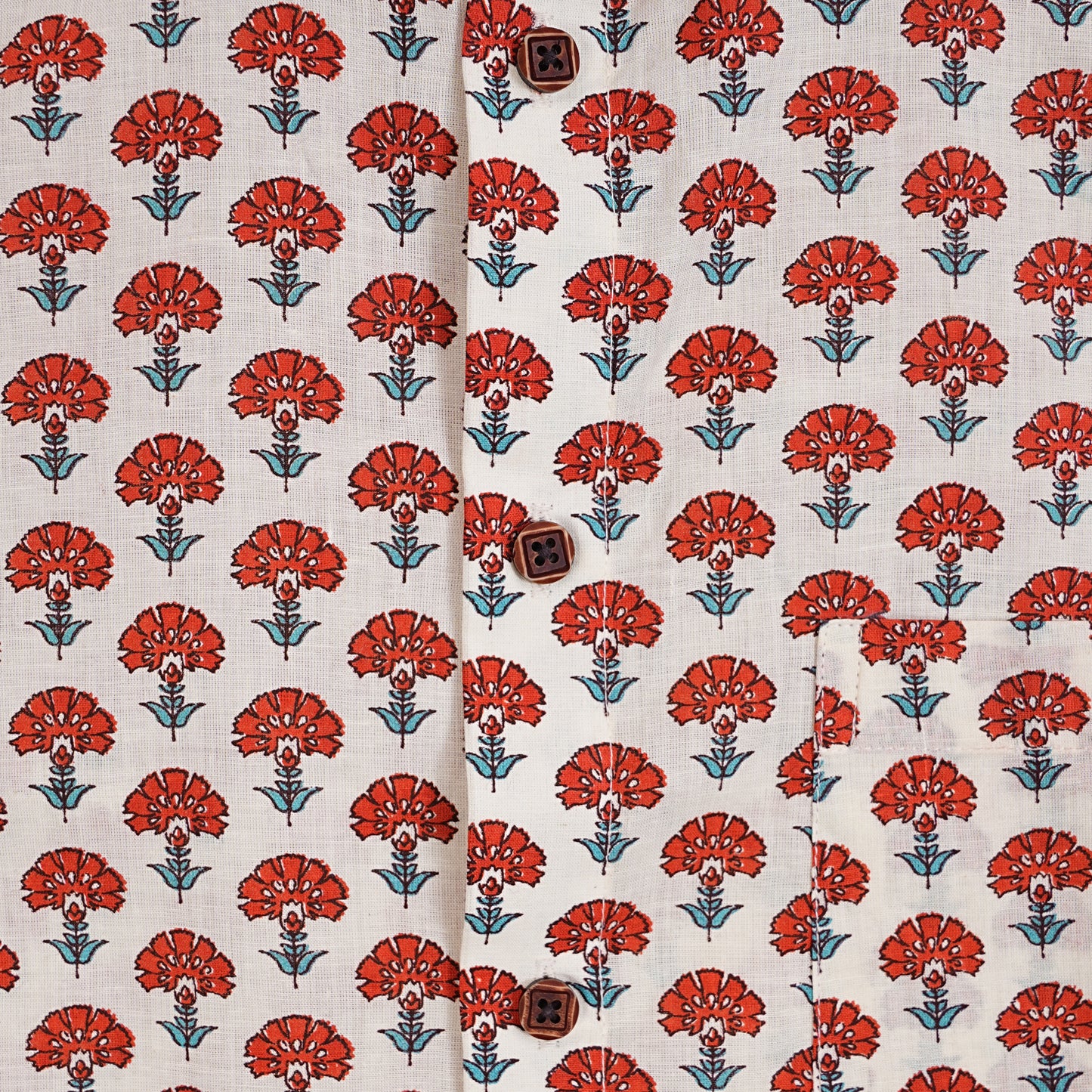 Rising Bloom on Cotton Cloud Half-Sleeves Shirt