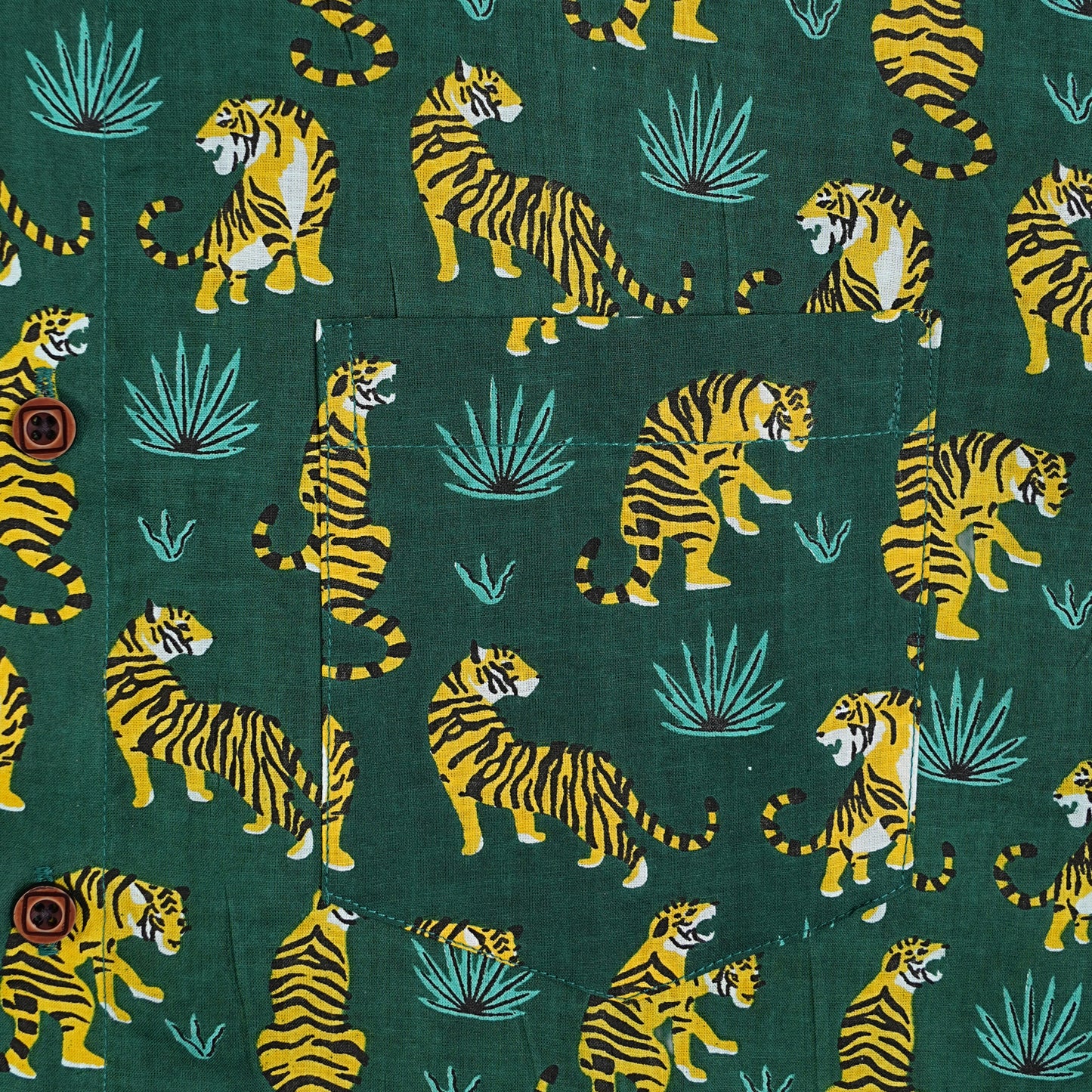 Green Safari with Yellow Stripes Half-Sleeves Shirts