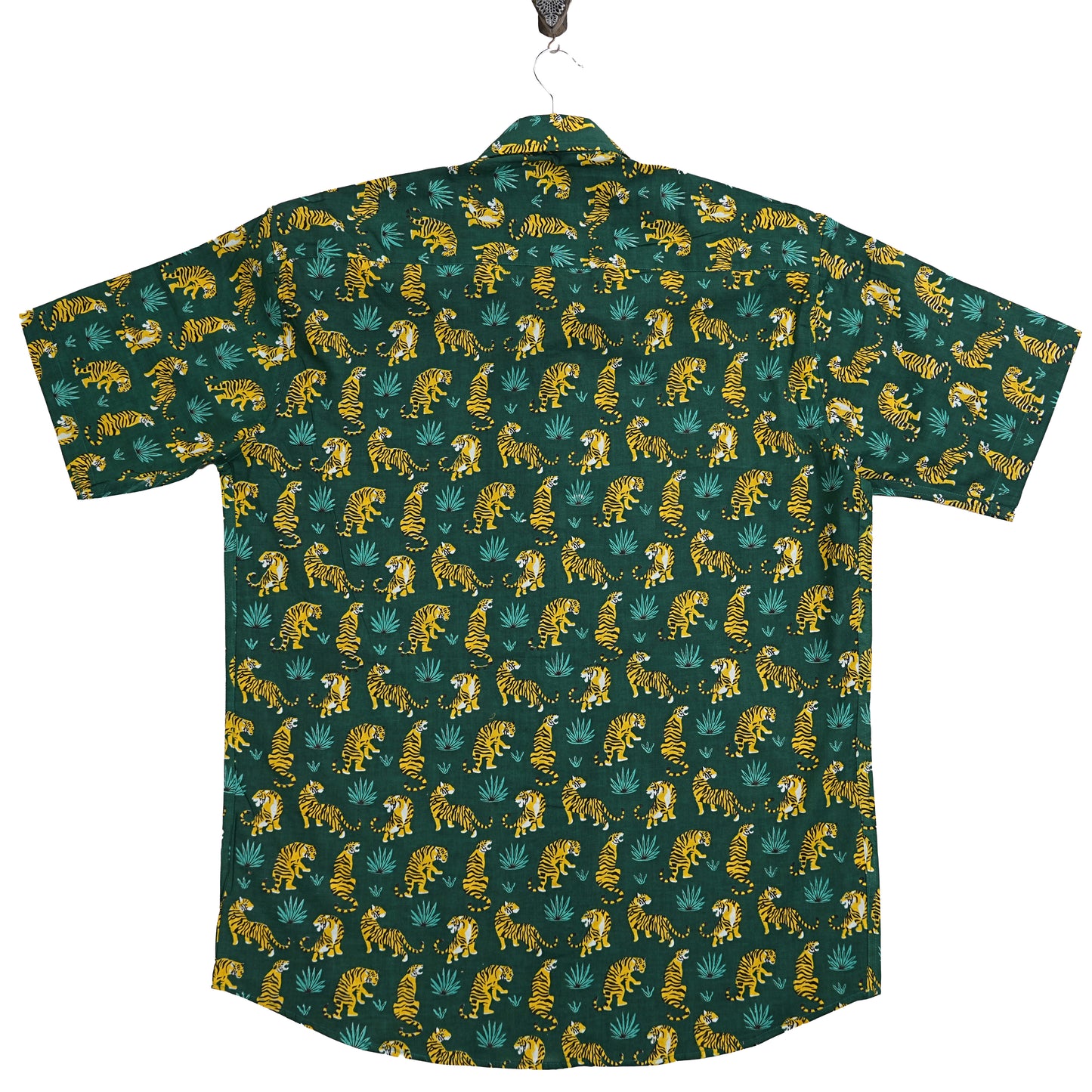 Green Safari with Yellow Stripes Half-Sleeves Shirts