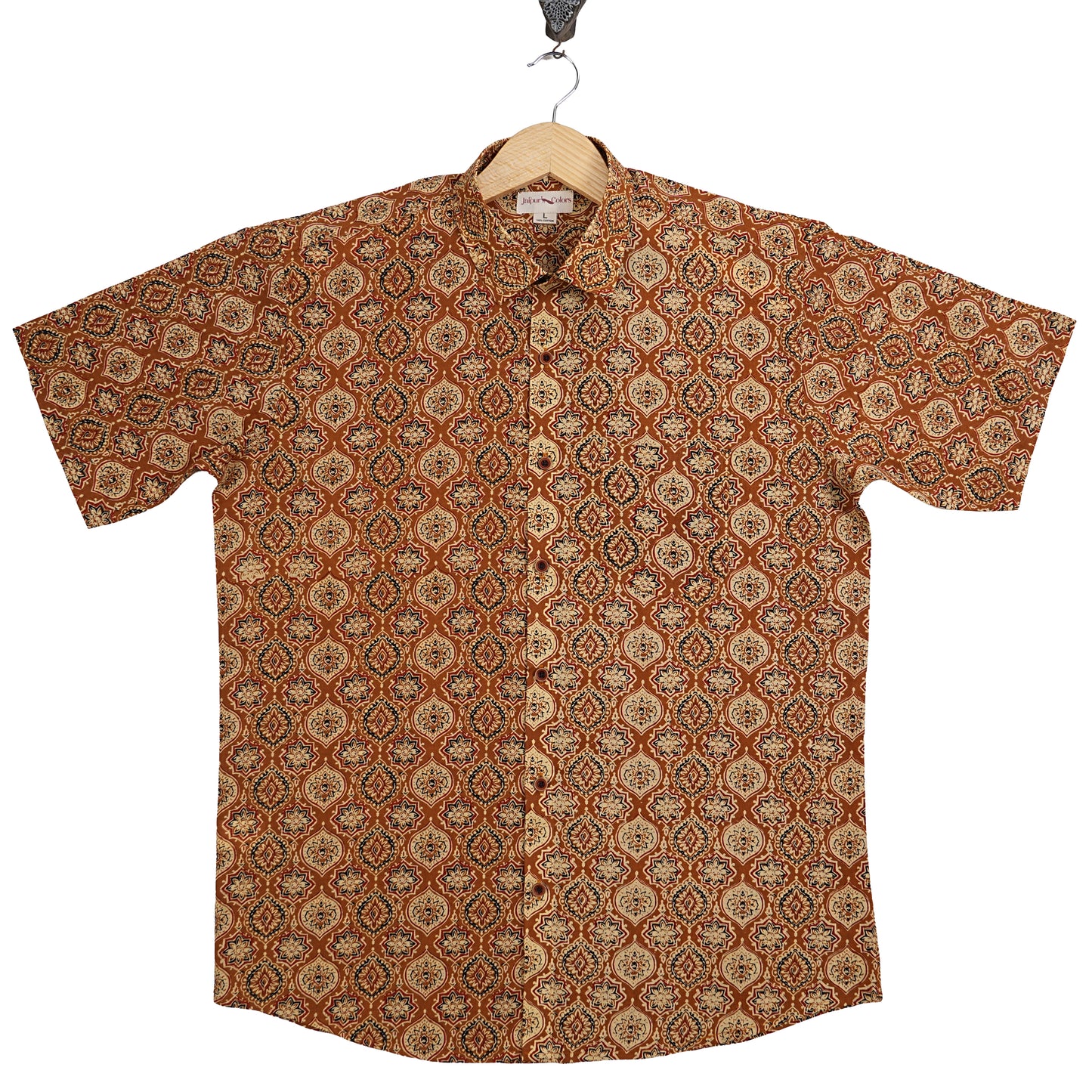 Earth Brown with Festival Flow Half-Sleeves Shirt