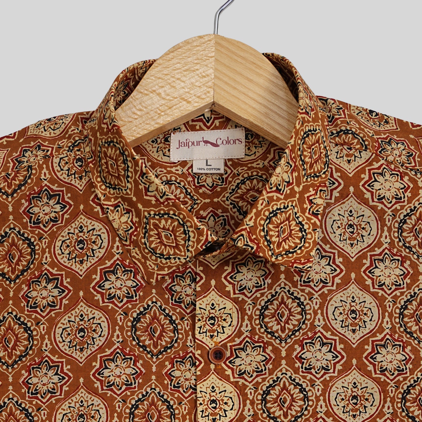Earth Brown with Festival Flow Half-Sleeves Shirt