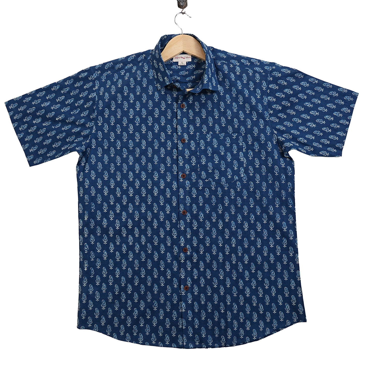Ocean Leaf in Wind Print Half-Sleeves Shirt