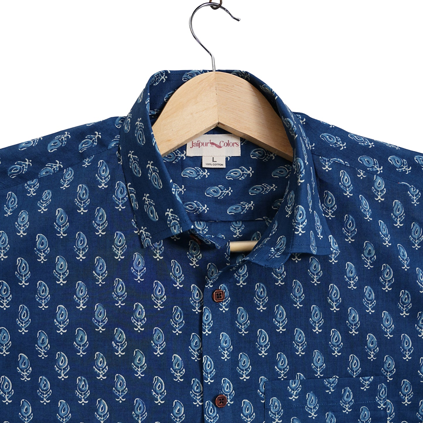 Ocean Leaf in Wind Print Half-Sleeves Shirt