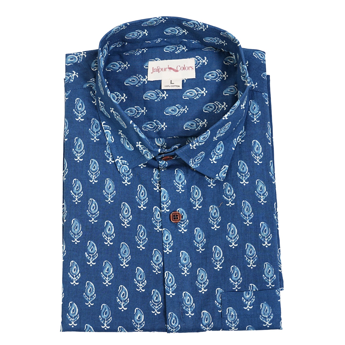 Ocean Leaf in Wind Print Half-Sleeves Shirt