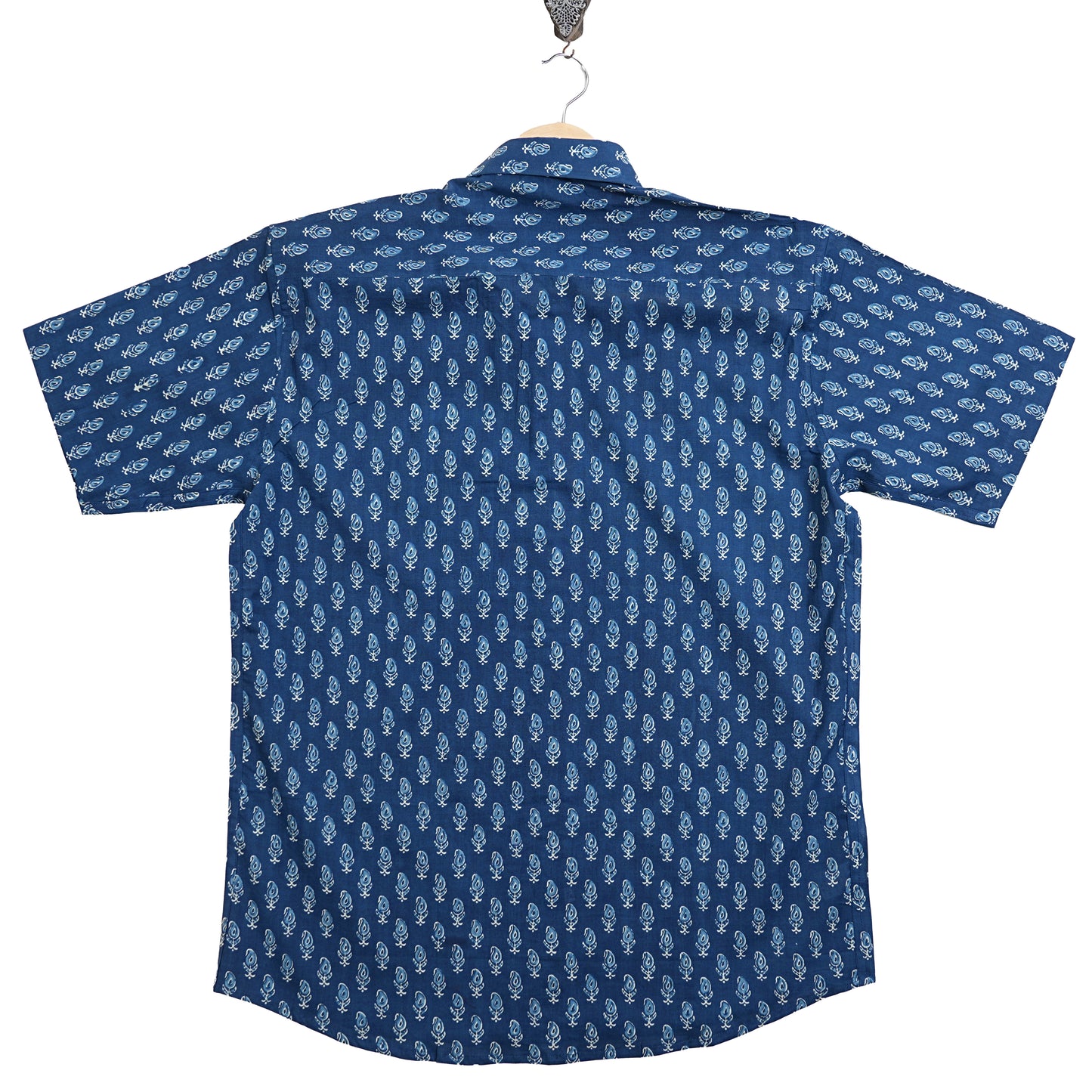 Ocean Leaf in Wind Print Half-Sleeves Shirt