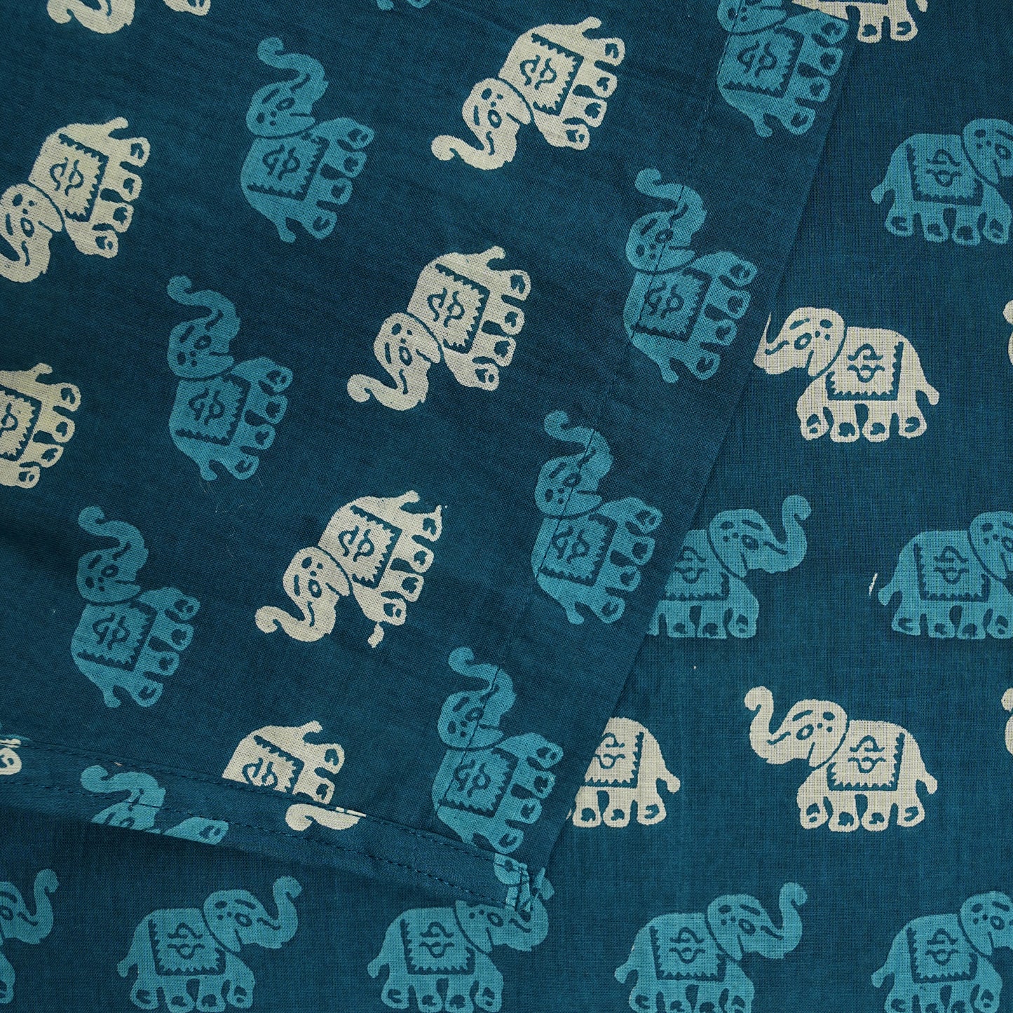 Teal Trails with Tiny Elephants Half-Sleeves Shirt