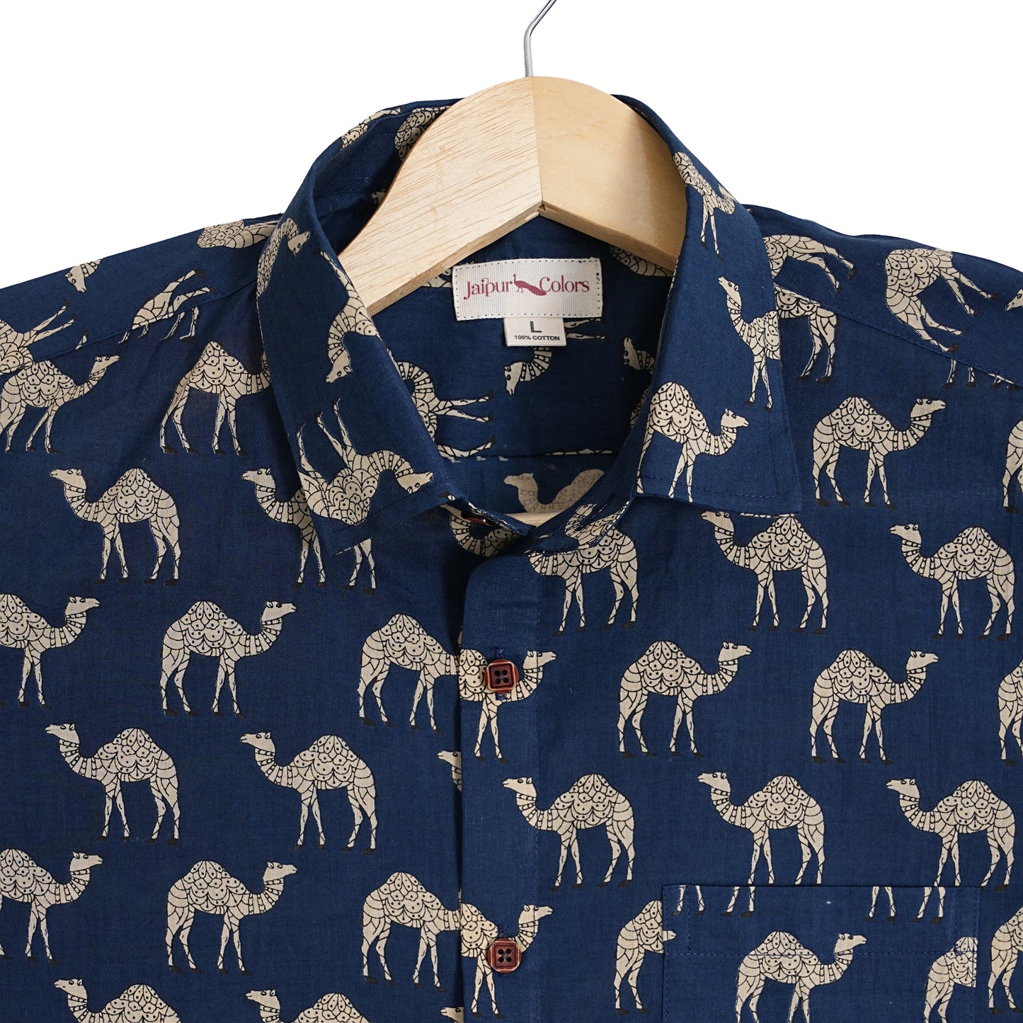 Wild Blues with White Camels Half-Sleeves Shirt