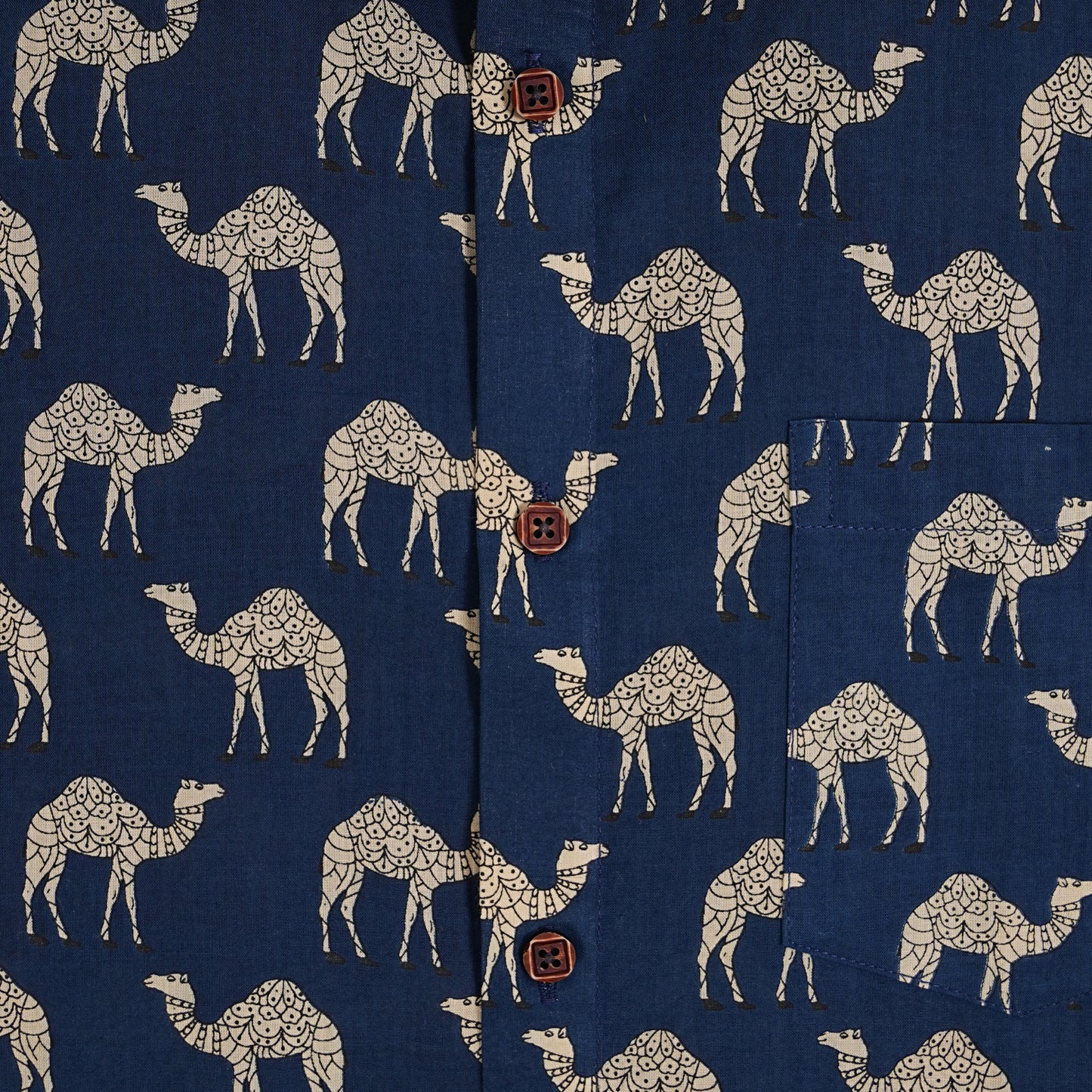 Wild Blues with White Camels Half-Sleeves Shirt
