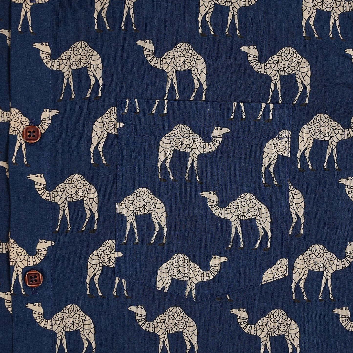 Wild Blues with White Camels Half-Sleeves Shirt
