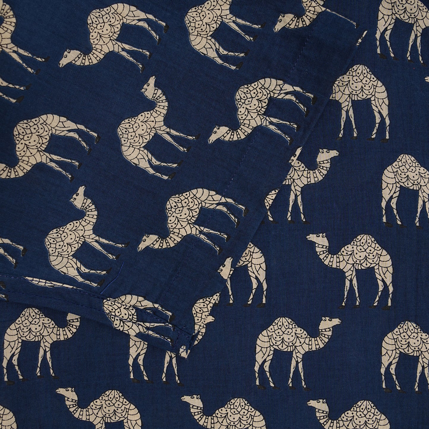 Wild Blues with White Camels Half-Sleeves Shirt