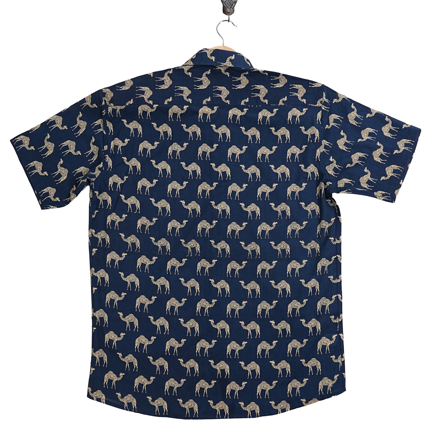 Wild Blues with White Camels Half-Sleeves Shirt