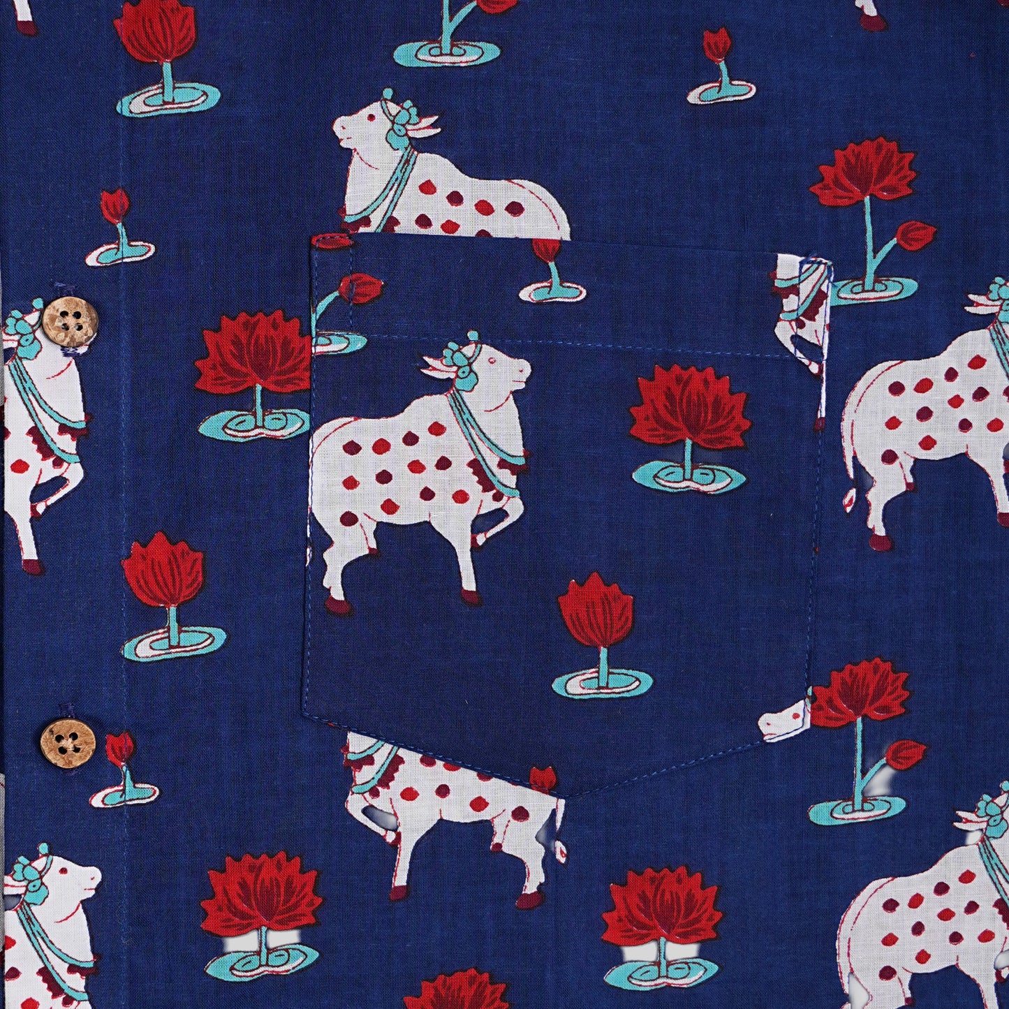 Lotus and Holy Cow Half-Sleeves Shirt