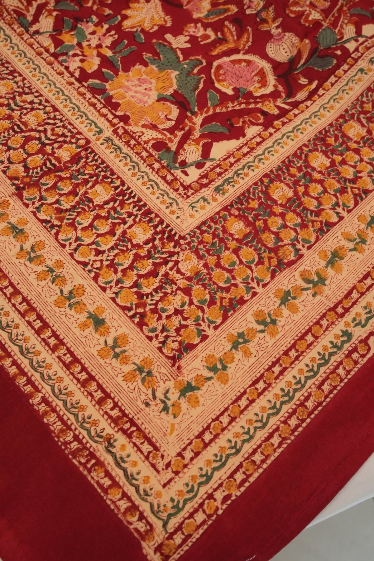 Rich Maroon All-Over Jaal Handblock Cotton Bedcover
