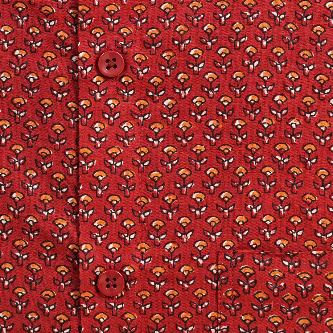 Red floral Dot shirt