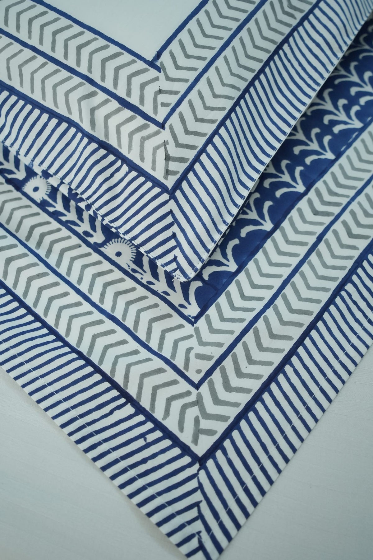 Dark Blue Handblock Cotton Percale 300 TC Bedsheet
