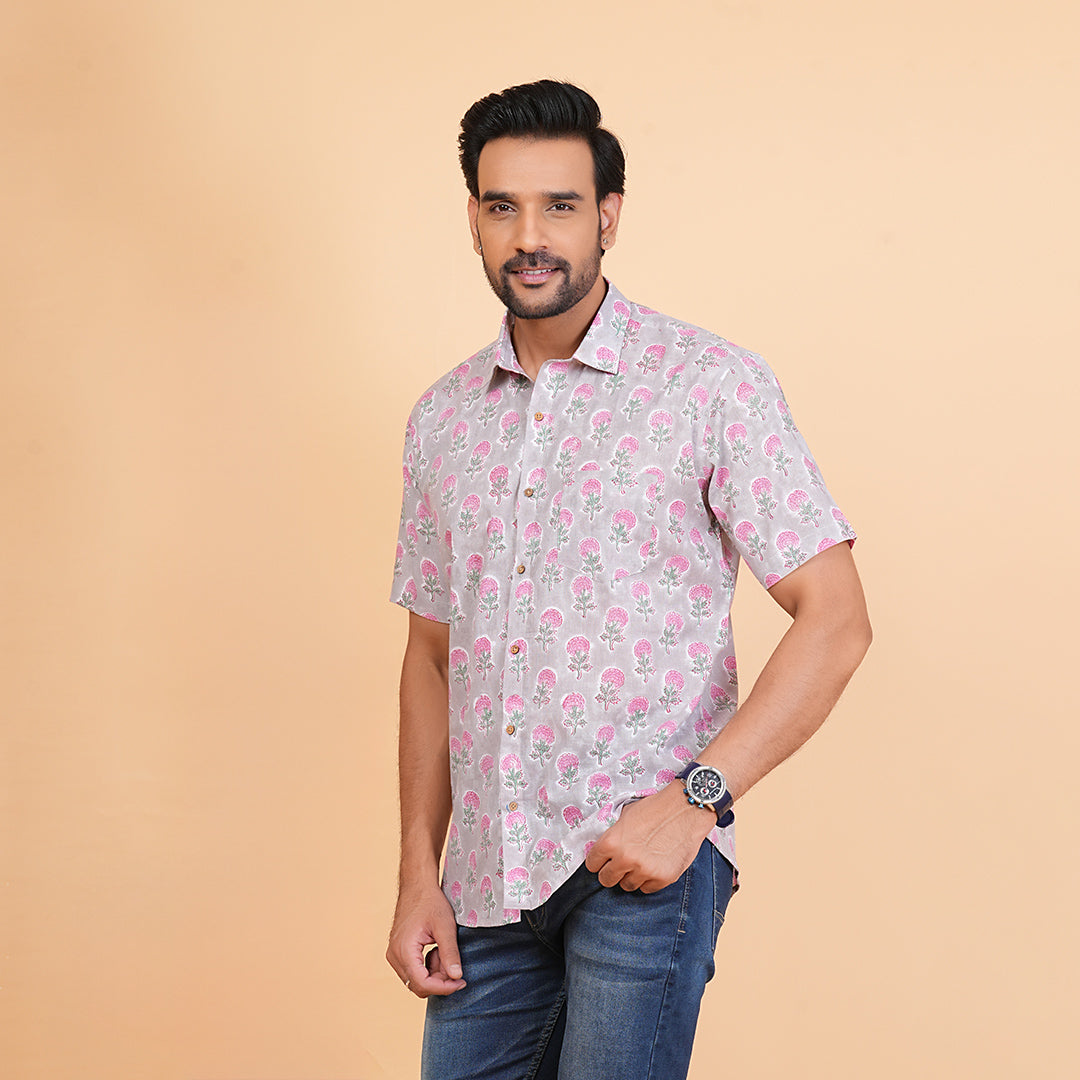 Stylish Blooms Floral Pink Motif Shirt
