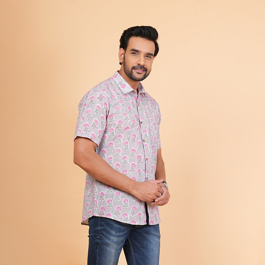 Stylish Blooms Floral Pink Motif Shirt