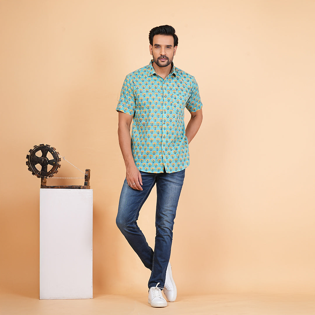 Floral Fusion Trendylook Mustard Floral Shirt