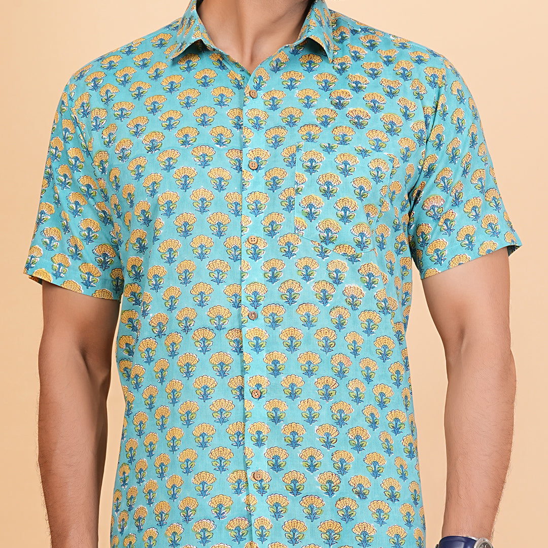 Floral Fusion Trendylook Mustard Floral Shirt