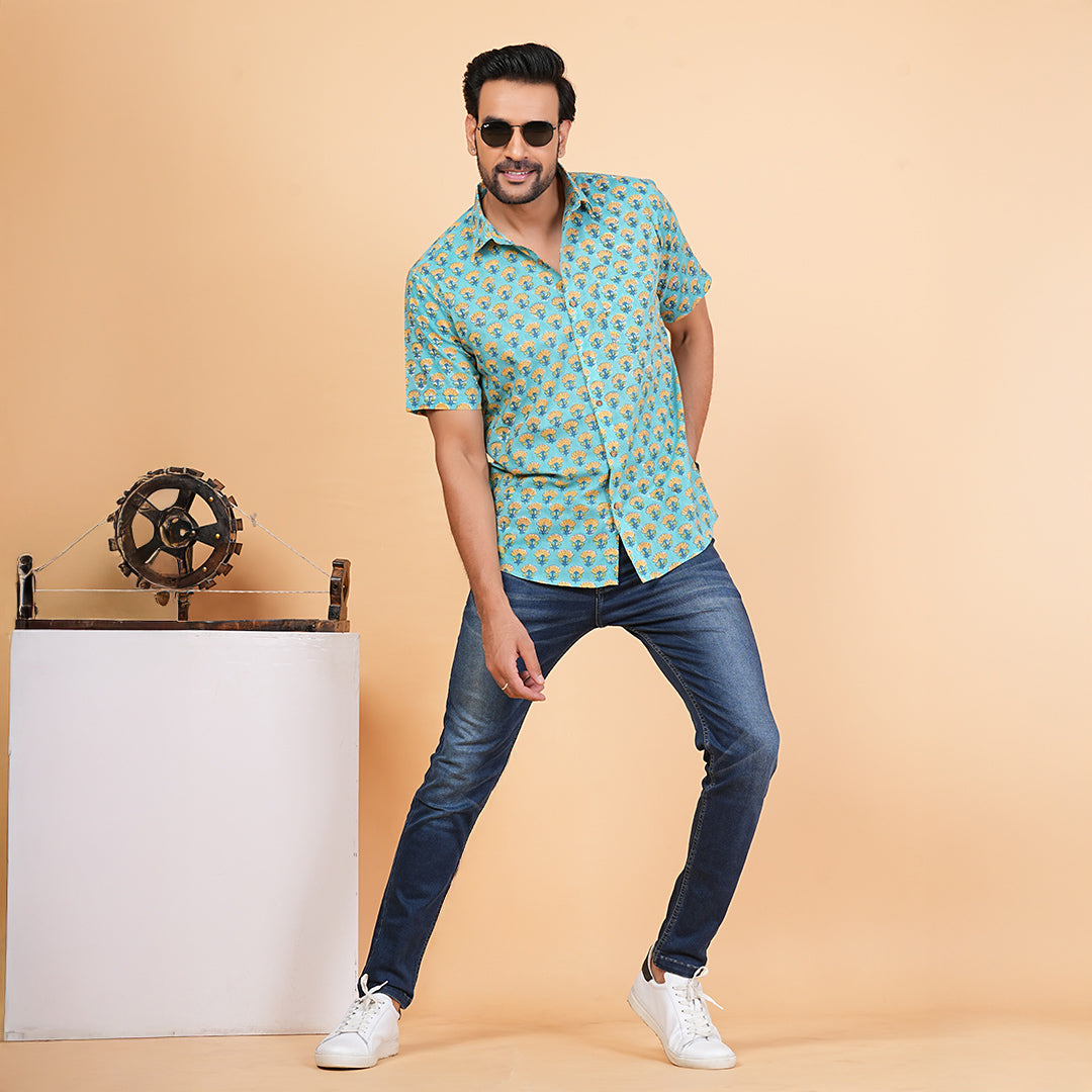 Floral Fusion Trendylook Mustard Floral Shirt