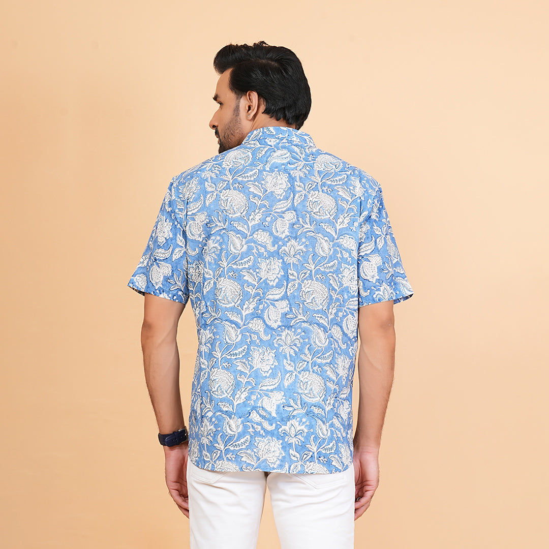 Make a Statement - Blue Floral Pattern Shirt
