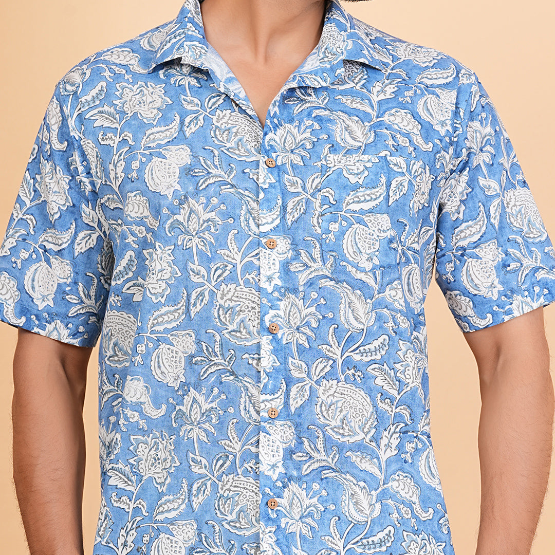Make a Statement - Blue Floral Pattern Shirt