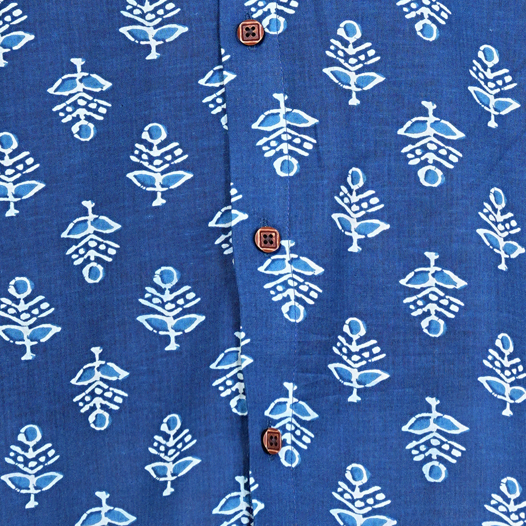 Midnight Garden with Light Petals Half-Sleeves Shirt