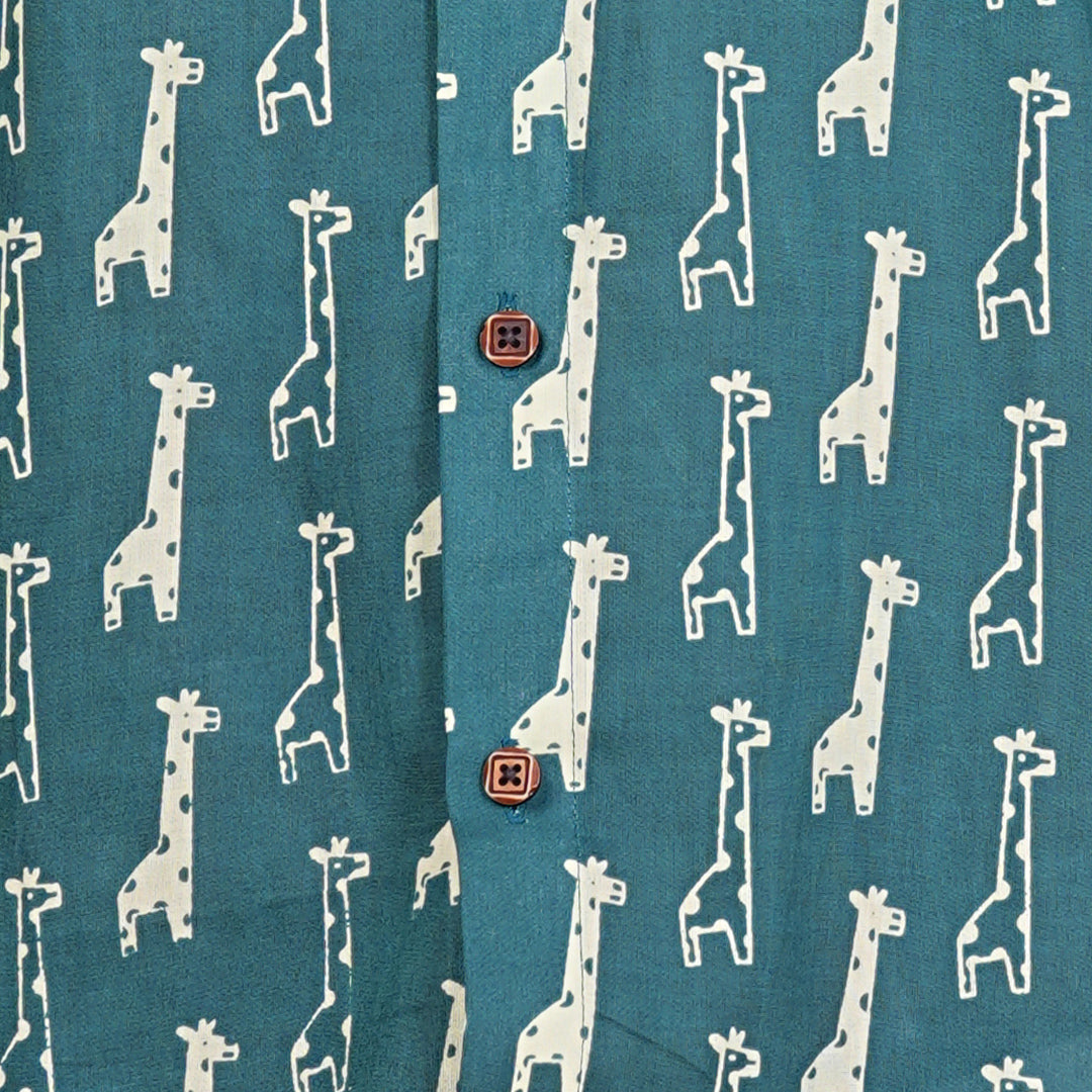 Teal Trails of Long Dreams Half-Sleeves Shirt