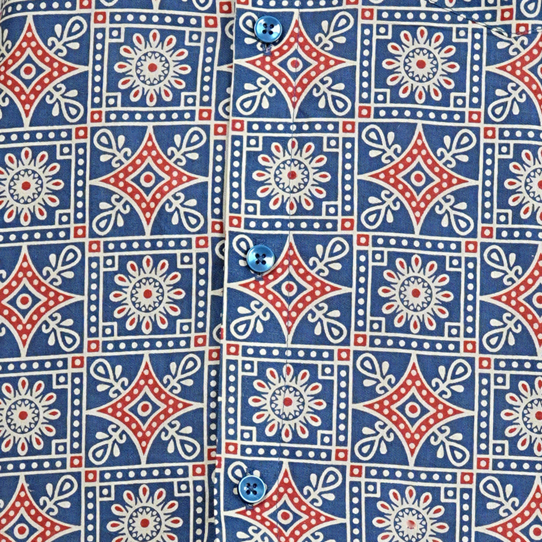 Blue AjrakhPattern style Shirt