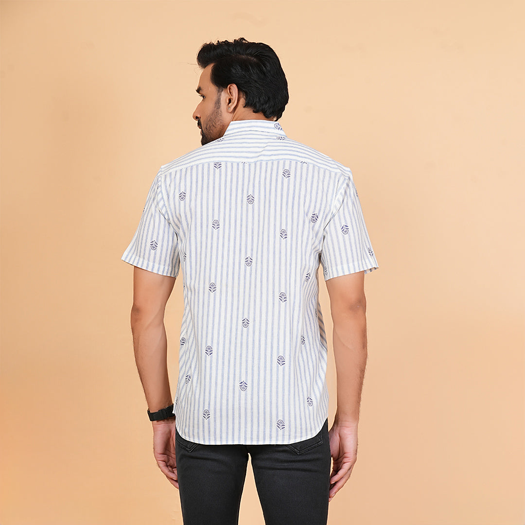 Cloud Blue with Tiny Tokens Half-Sleeves Shirt