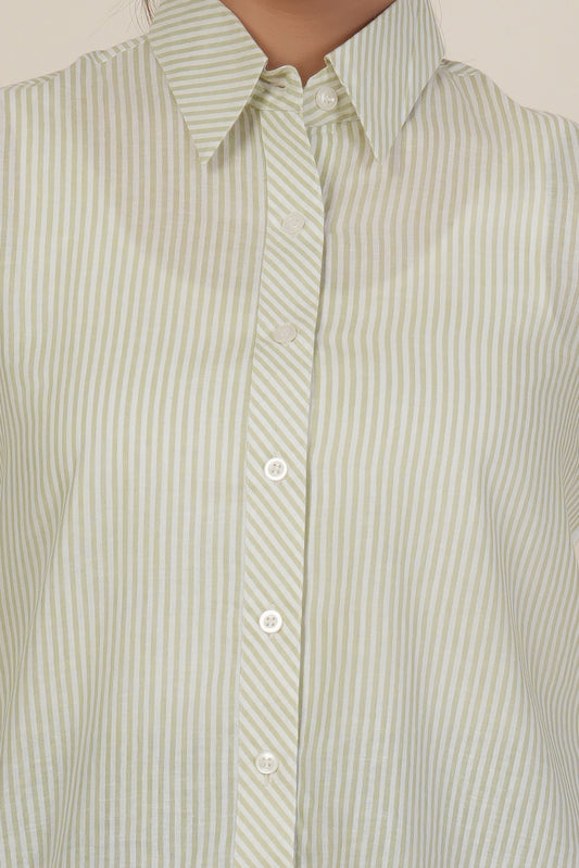 Sage Green Striped Women’s Casual Shirt