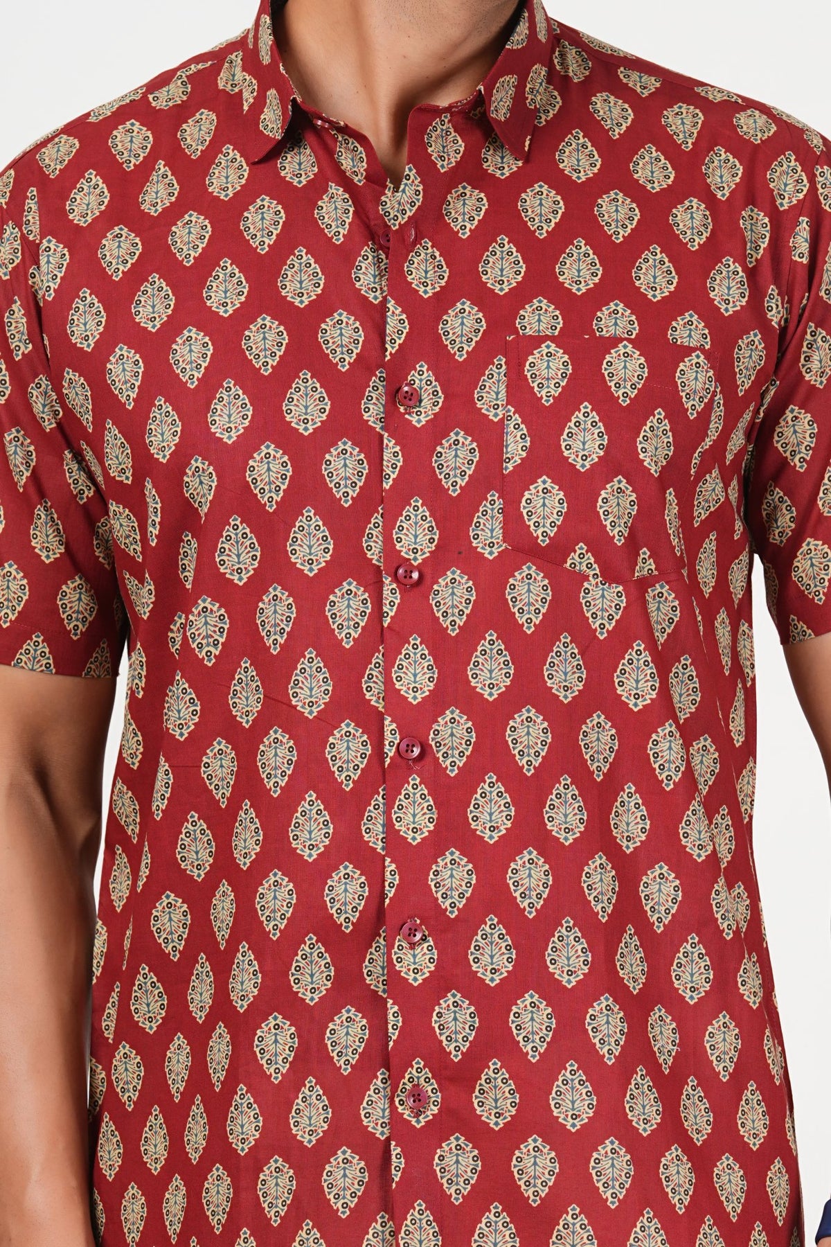 Red Isn’t a Colour, It’s a Statement Floral Print Cotton Half Sleeve Shirt for Men