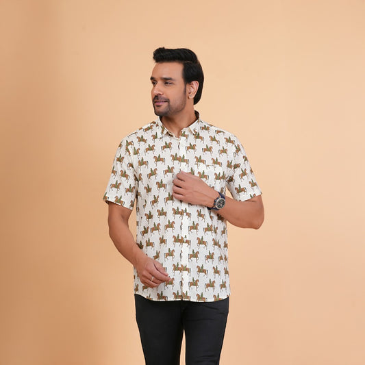 Royal Rider Print Cotton Shirt
