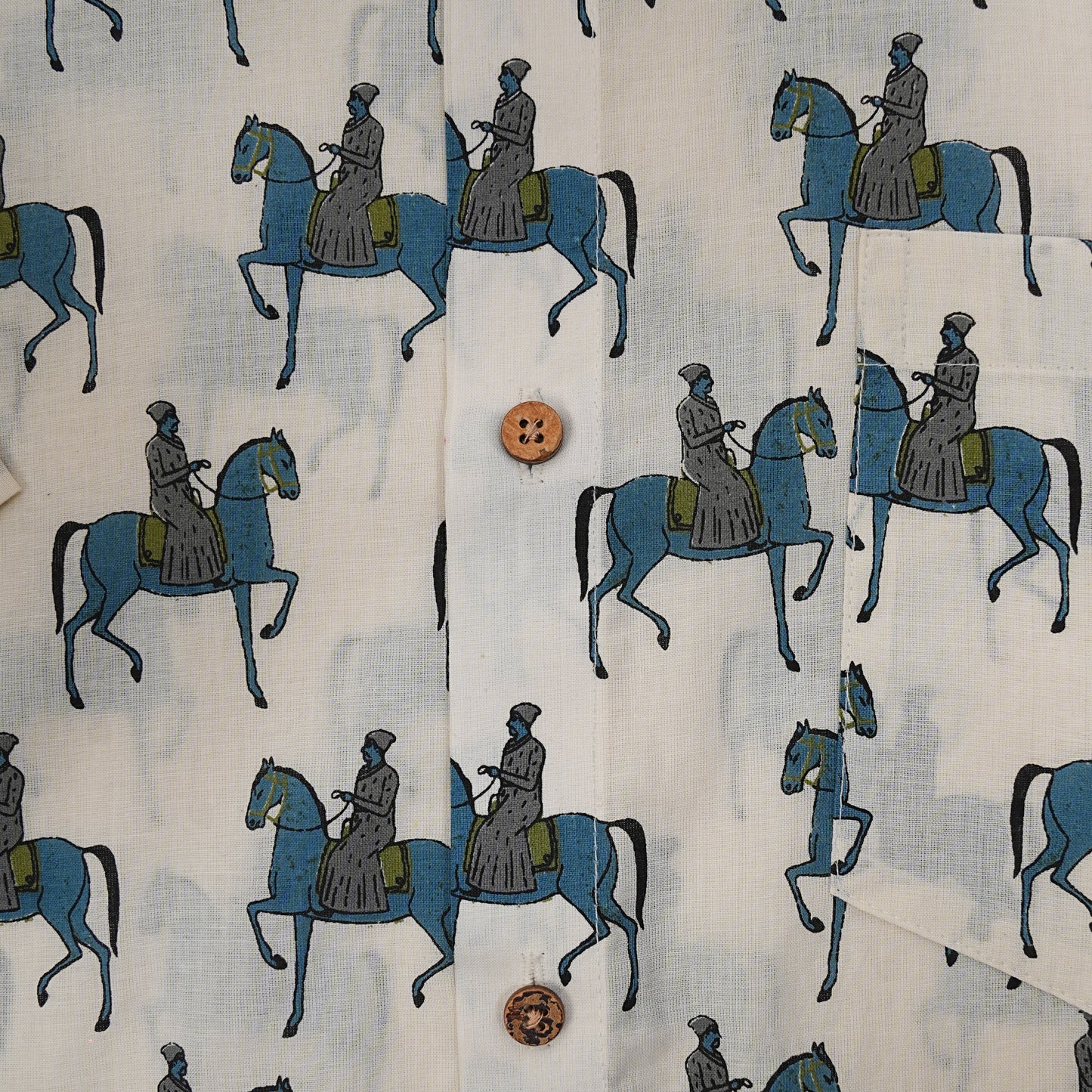 Maharana Pratap Printed Blue Half-Sleeves Shirt