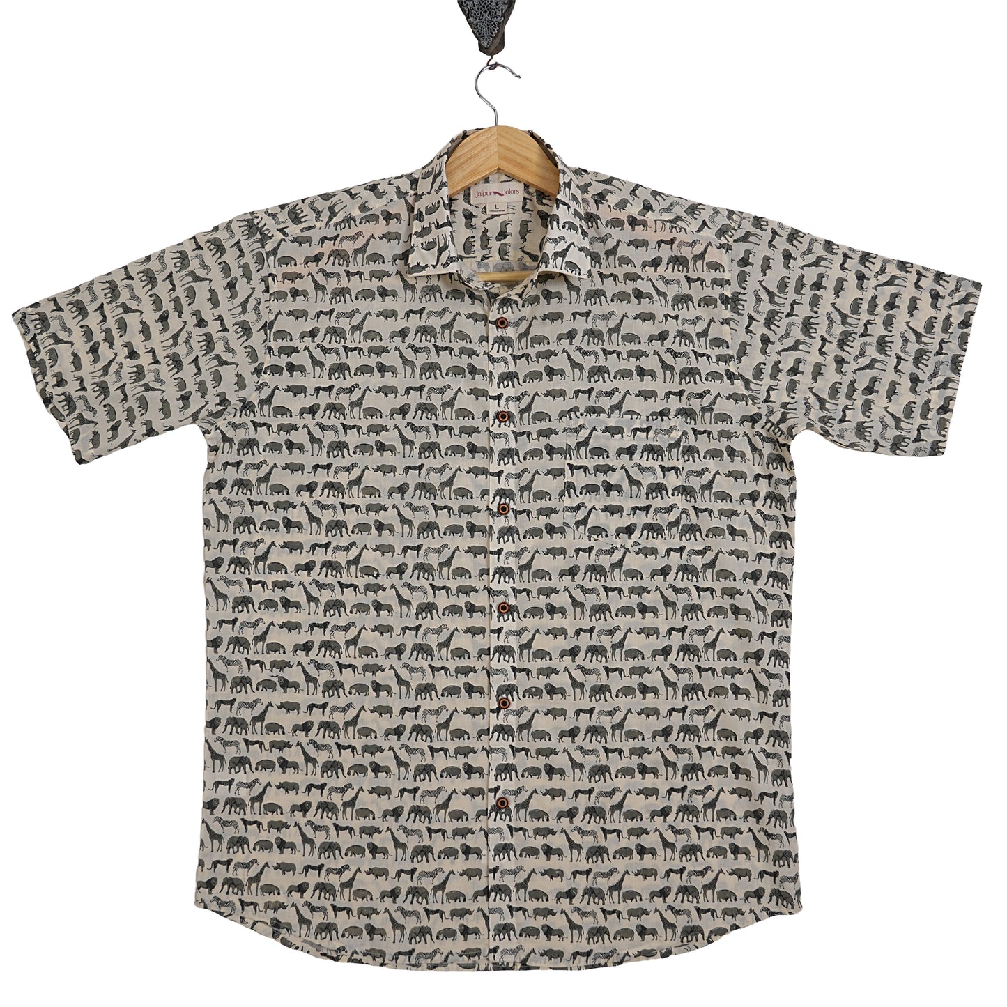 Olive Mist with Meadow Herd Half-Sleeves Shirt