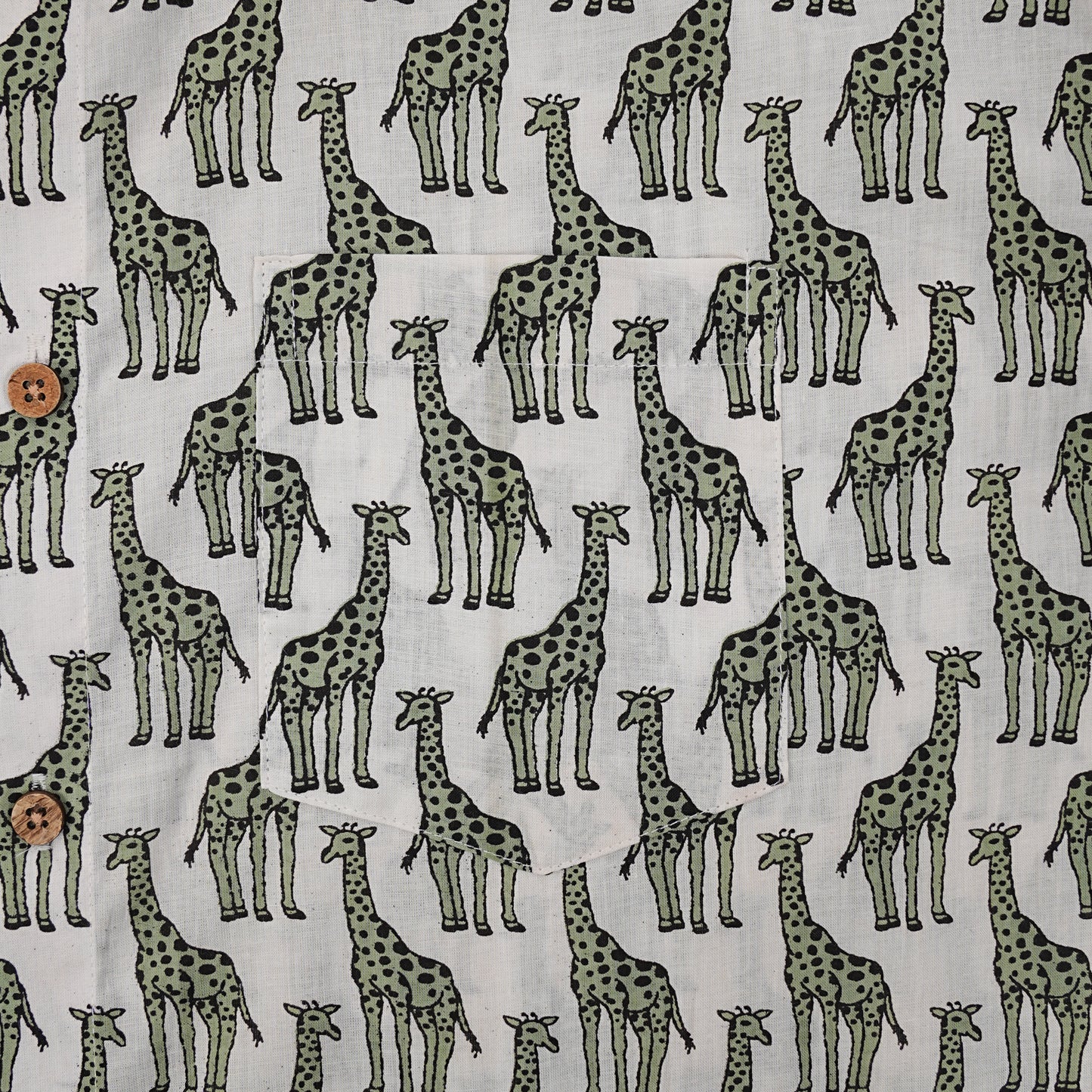 White Base with Long Half-Sleeves Giraffes