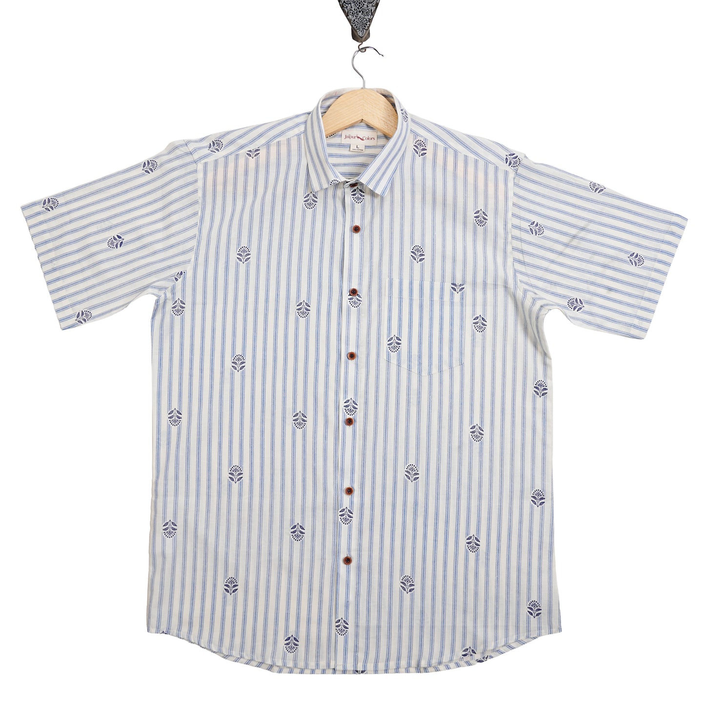 Cloud Blue with Tiny Tokens Half-Sleeves Shirt
