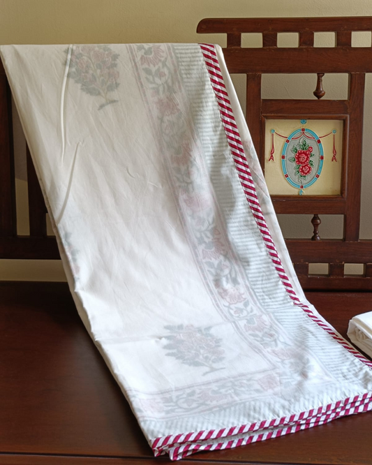 Whispering Blooms Handblock Print Dohar