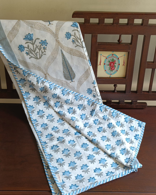 Indigo Floral Flip Hand Block Dohar