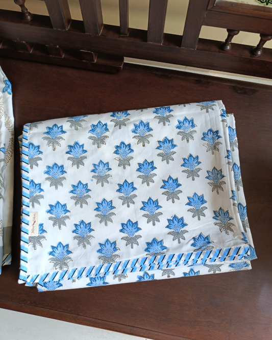 Indigo Floral Flip Hand Block Dohar