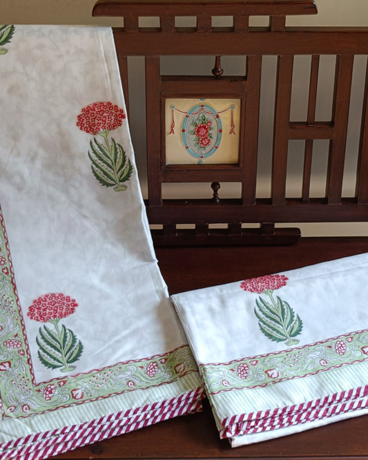 Indian Handloom Pink Floral Design Reversible Dohar