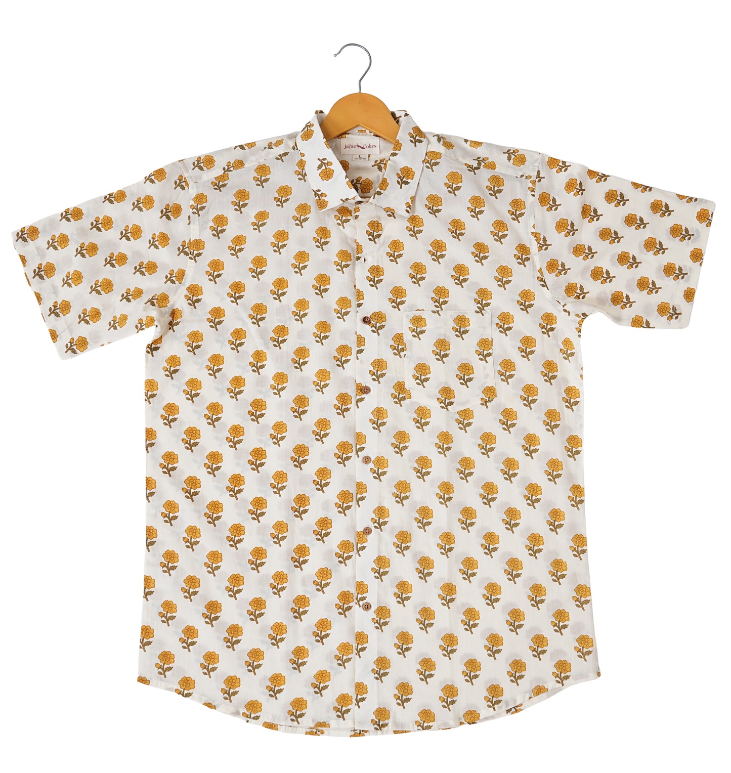 Sunshine on Fabric - White with Mustard Floral Design Shirt
