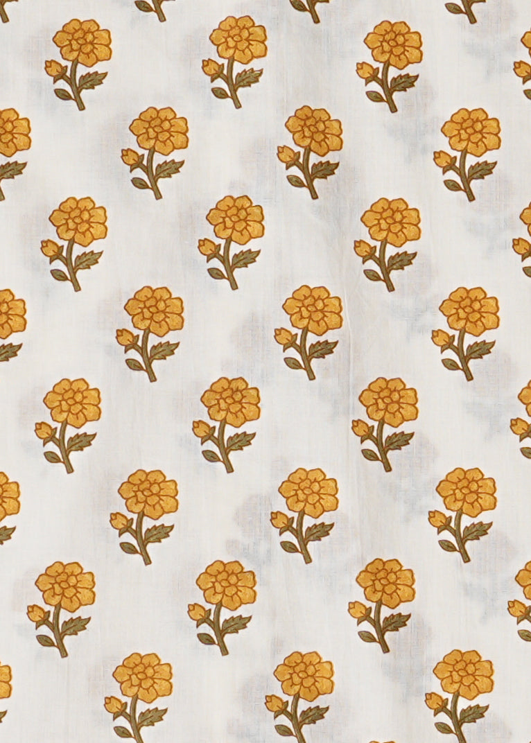 Sunshine on Fabric - White with Mustard Floral Design Shirt