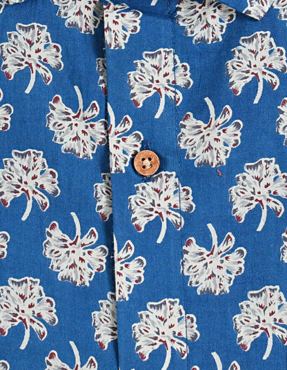 Printed Perfection - Blue Shirt with Floral Pattern