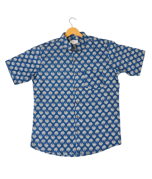 Printed Perfection - Blue Shirt with Floral Pattern